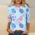 thumbnail image 1 of Awdenio - Camisetas de manga larga para mujer, blusas holgadas con estampado juvenil, blusas informales con cuello en V y mangas 3/4, 1 of 5