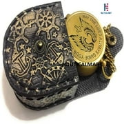NauticalMart brass compass nautical embossed leather case anniversary or occasions