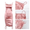 thumbnail image 3 of Robe Mini Cocktail Sexy en Satin à Bretelles Froncées pour Femmes,S, 3 of 7