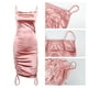 thumbnail image 3 of Dinheiro Mini vestido de cóctel sexy con correa fruncida de satén para mujer, M, 3 of 7