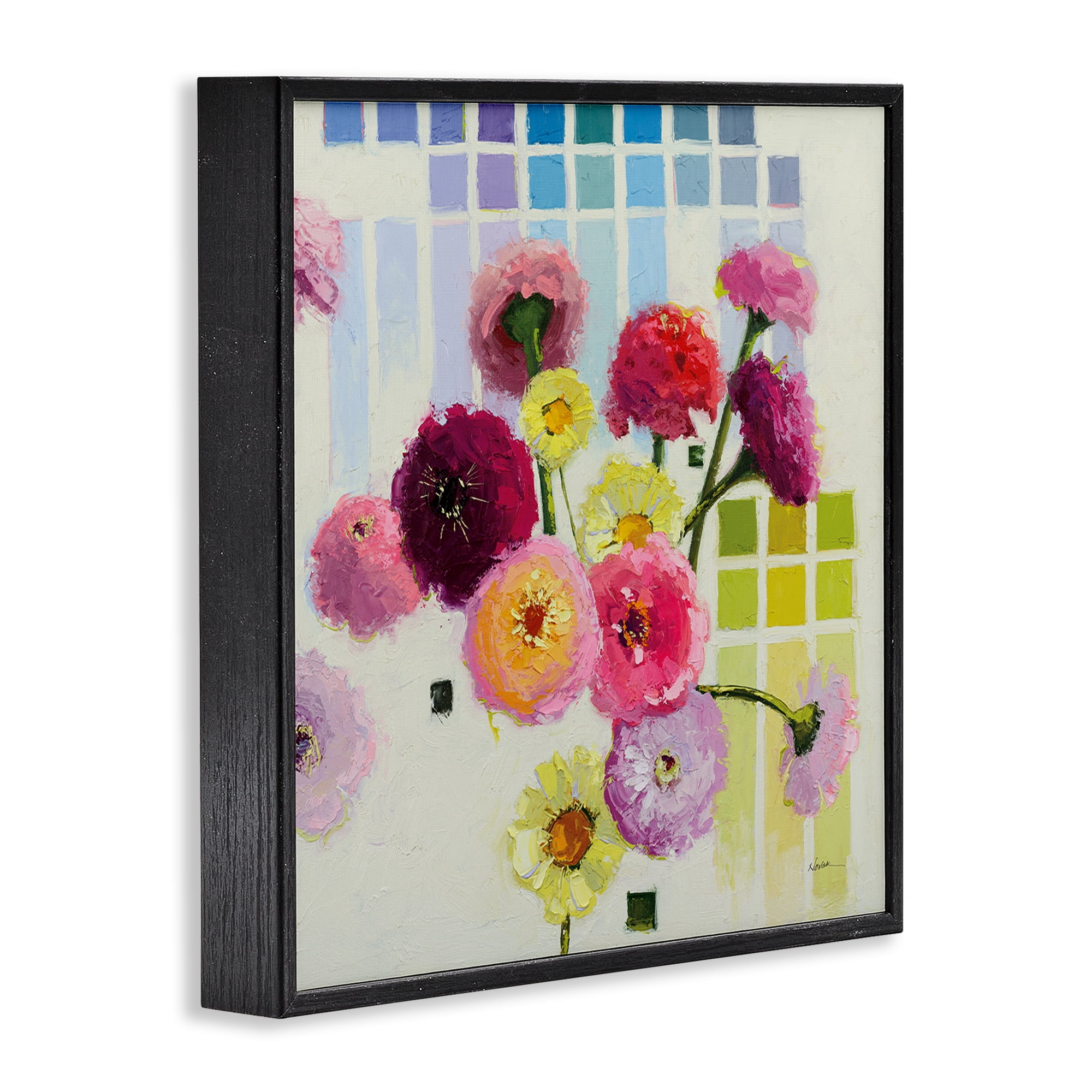 Stupell Industries Color Chart Pastel Bloom Study Black Framed Giclee Art, design by Shirley Novak