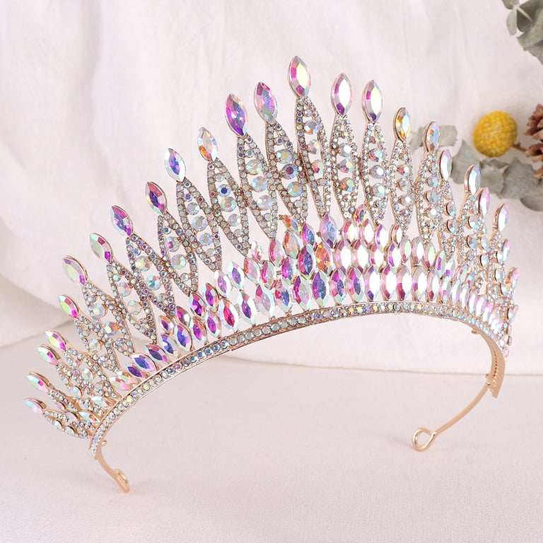 Rhinestone Wedding Crown Tiara Headband for Parties Proms Costume Amazon.com: Feltent Blue Queen Crown for Women Crystal Tiara  main image 4