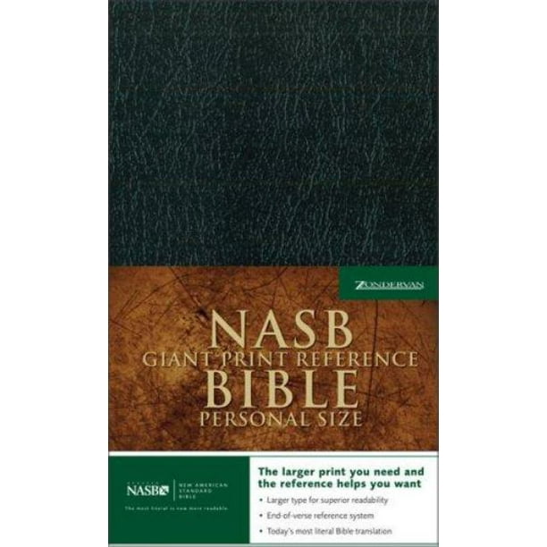 Bible de Référence à Imprimé Géant (NASB, Aspect Cuir Noir, Bords de Page Tachés)
