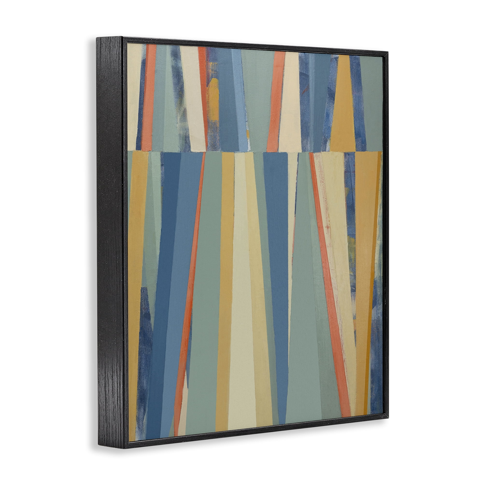 Stupell Industries Soft Blue Pointed Shapes Abstract Painting Black Framed Art Print Wall Art, 16 x 20