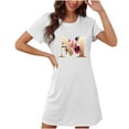 thumbnail image 1 of COM1950s Shorts pour Femmes, Chemises à Manches Courtes pour Femmes, Chemise de Nuit Courte Surdimensionnée Mode Imprimé Poitrine Manches Courtes, Chemises à Manches Courtes pour Femmes, 1 of 6