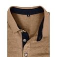 thumbnail image 4 of Lumento Men Tops Long Sleeve Polo Shirt Button Blouse Mens Solid T-Shirt Lapel Neck T Shirts Basic Tee Khaki XL, 4 of 6
