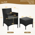 thumbnail image 2 of Yaheetech 3-Piece Patio Wicker Coffee Table and Chairs Set for Garden Deck, Black/Gray, 2 of 7