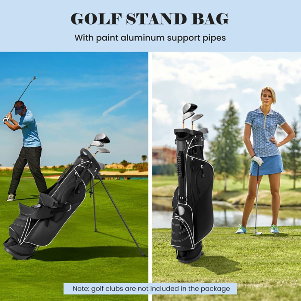 YYAo Golf Stand Bag,Golf Bag, Golf Bags with Stand, Golf Stand Cart Bag with 4 Way Divider Carry Organizer Pockets-Black