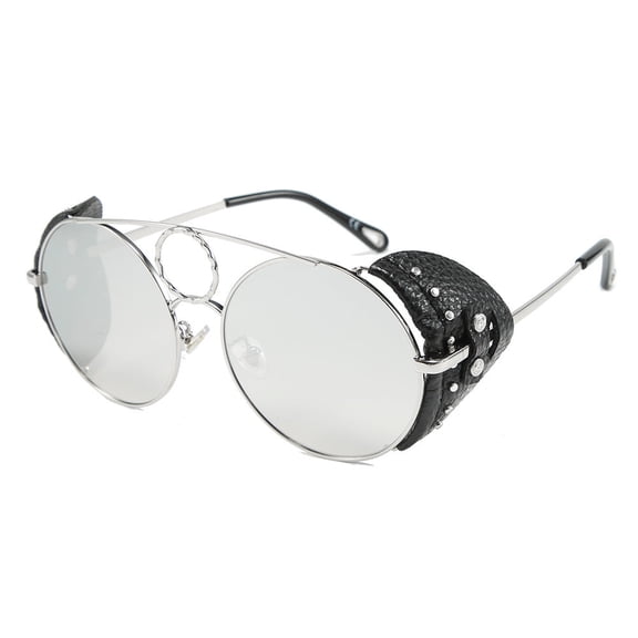 Round Metal Frame Sunglasses With Rivet Detailing And PC Lenses For Unisex Everyday Wear