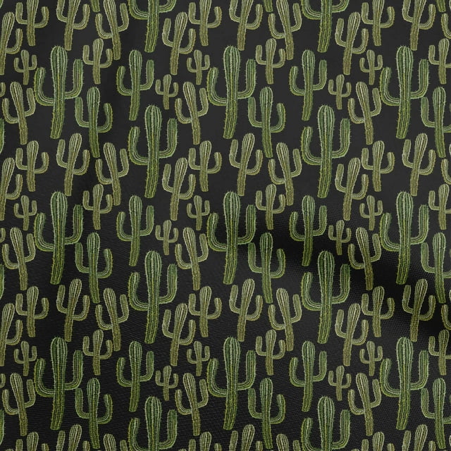 oneOone Georgette Viscose Dark Green Fabric Cactus Sewing Craft Projects Fabric Prints By Yard 42 Inch Wide