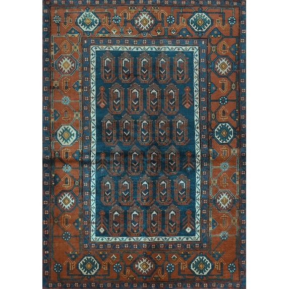 Ahgly Company Indoor Rectangle Persian Light Blue Traditional Area Rugs, 6' x 9'