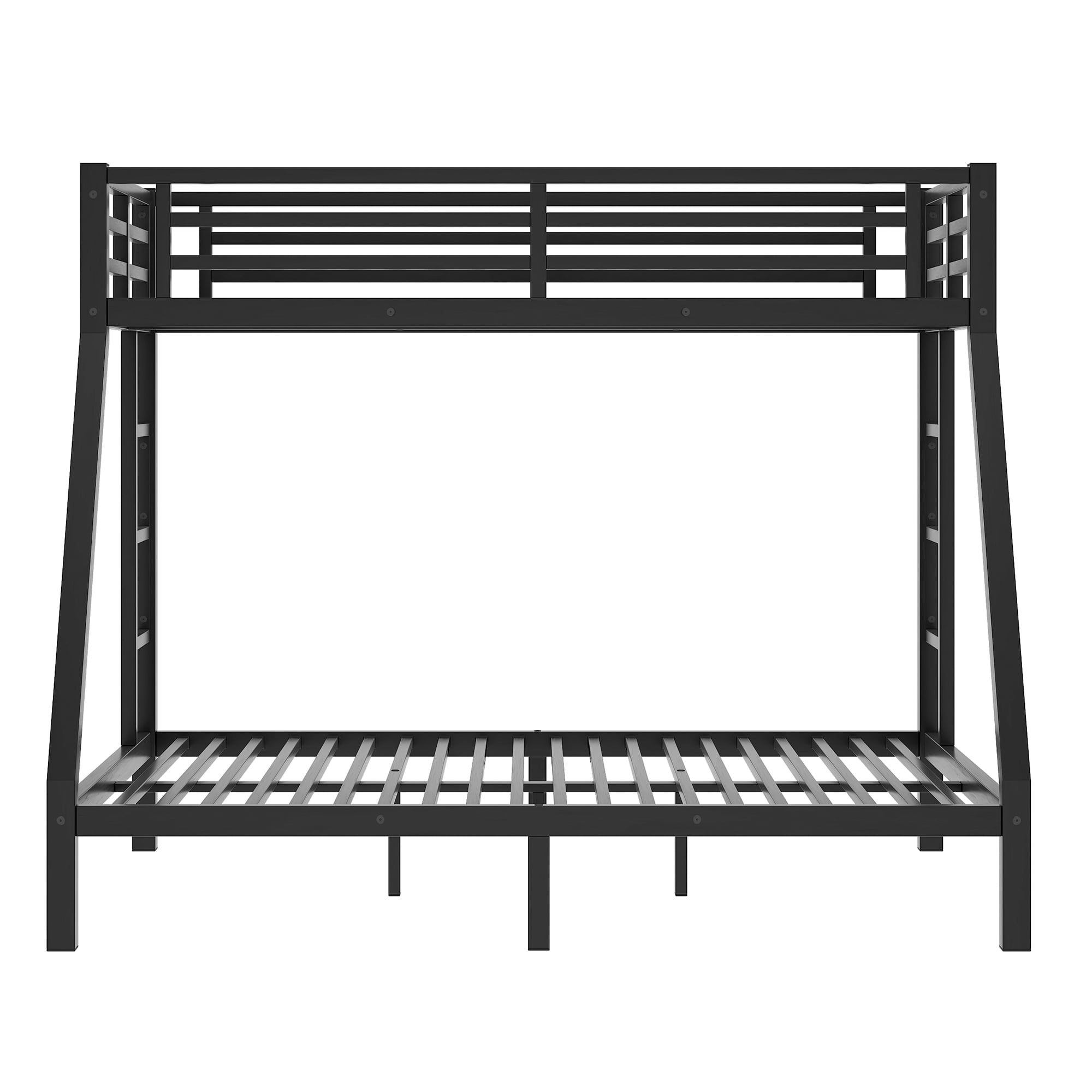 Leumius Twin XL over Queen Bunk Bed for Teens and Adults,Heavy Duty Metal Bed Frame with 2 Side Ladders,Space-Saving/Noise Reduced/No Box Spring Needed,Black