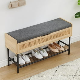 Free Shipping Ameriwood Home Collingwood Entryway Storage Bench with Cushion Taupe Walmart
