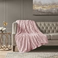 thumbnail image 2 of Oversized Faux Fur Throw Blush 60x70 Inch Polyester Luxurious Soft Faux Mink Reverse Cozy Home Decor Blanket, 2 of 7