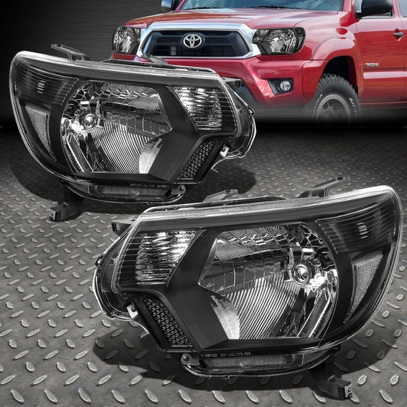NUVISION for 12-15 Toyota Tacoma Black Housing Clear Corner Headlight Replacement Lamps