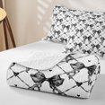 thumbnail image 4 of Erosebridal Sketch Lattice Bow Quilt King for Women Girls, Black Heart Diamond Ribbon King Coverlet Set, 3-Piece, 4 of 7