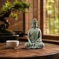 thumbnail image 2 of Decor Statue Meditation Stone Figurine Compact Hand Carved Ornament Weather Resistant for Desk Shelf Garden and Mindfulness Decoration, 2 of 8