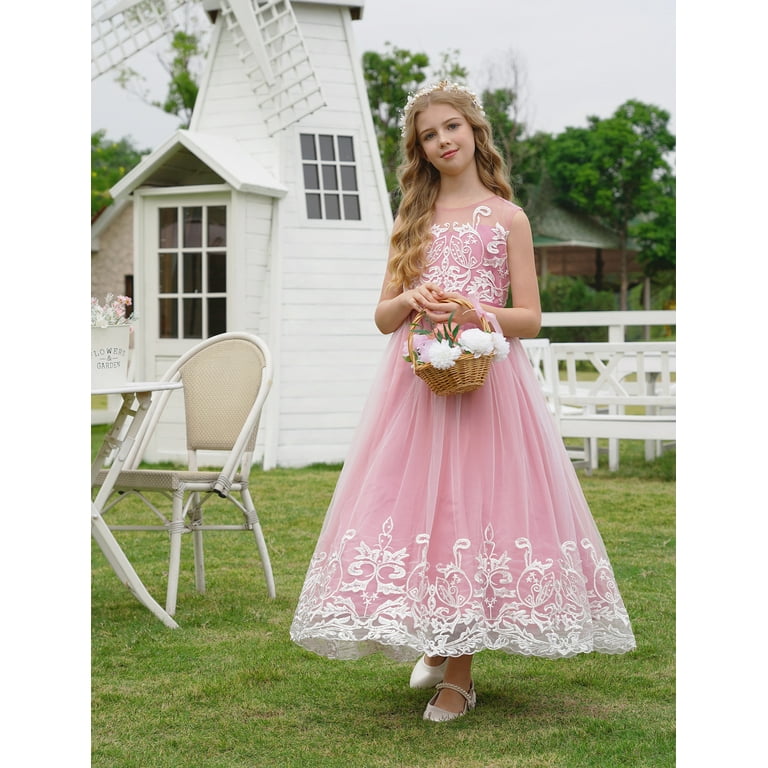 strapless open back dress Long Satin Gown for Girls – Junior Bridesmaid or Graduation High-Low Dress