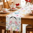 thumbnail image 5 of Easter Table Runner 72 Inches, Spring Rabbit Feet Eggs Botanical Floral Grey Plaid Bed Runner Dresser Scarves Tabletop for Indoor Outdoor Parties/Ceremony/Banquet, 18" x 72", 5 of 8