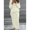 thumbnail image 4 of Women'S Winter Chunky Cable Knit Long Skirt 2 Piece Outfit Sweater Sets White L, 4 of 10
