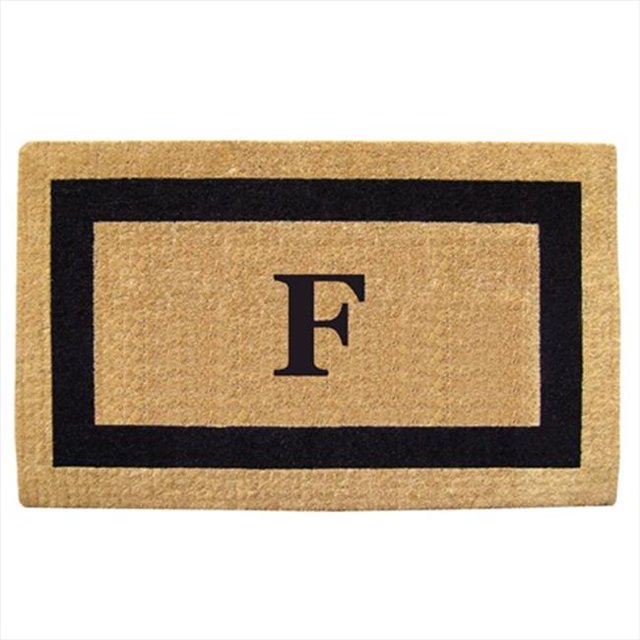 Nedia Home 02071F Single Picture - Black Frame 24 x 57 In. Heavy Duty Coir Doormat - Monogrammed F