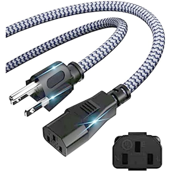 xixishop Power Cord - 3 Pin Power Cord Braided,10FT/3m AC Replacement Power Cable 3 Prong,Universal Power Cord for Monitor, PS3, Xbox-360, TV, Computer, Printer,PC and More(10A,110V-250V,18AWG)