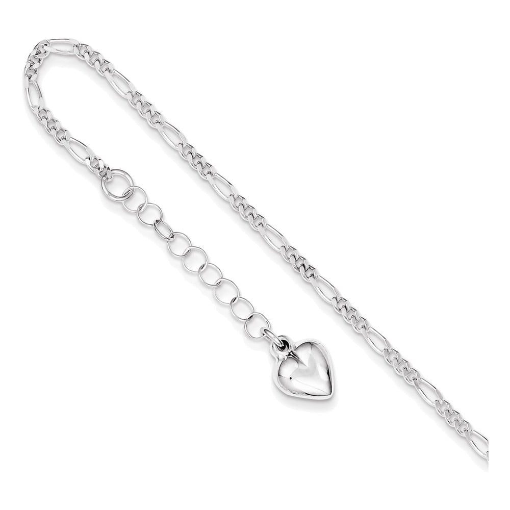 Jewelry Adviser Bracelets Sterling Silver Polished Flower w//1in ext Anklet Length 9