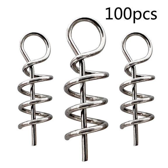100Pcs Fishhooks Spring Fishing Twisted-Lock Fishing Hook Stainless Steel Spring Fishing Tackle Fishing Accessories