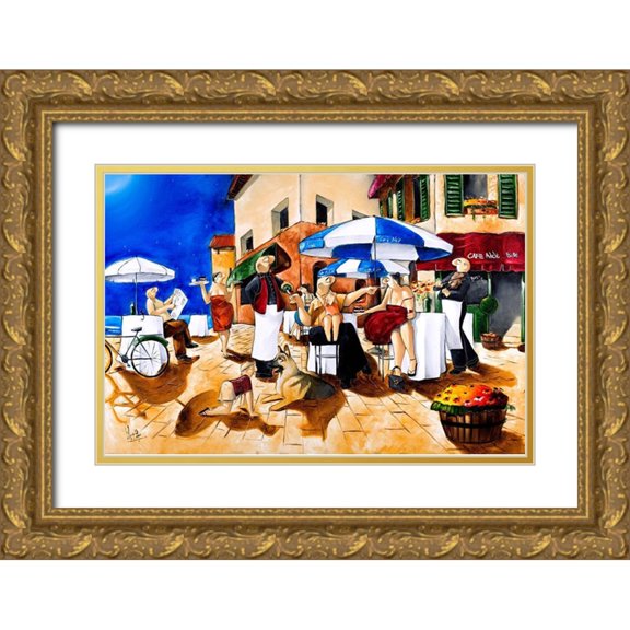 West, Ronald 24x17 Gold Ornate Wood Framed with Double Matting Museum Art Print Titled - Cafe Adele