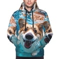 thumbnail image 2 of Bingfone Sea Swimming Corgi Men's Drawstring Hoodie Long Sleeve Pocket Sweatshirts-Medium, 2 of 6
