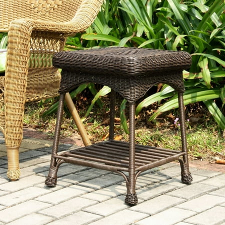 Espresso Wicker Patio End Table