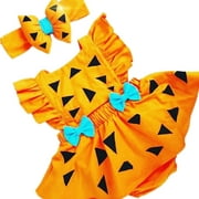 Newborn Infant Baby Girls Halloween Costumes Bow Pumpkin Rompers Sleeveless Ruffles Jumpsuit