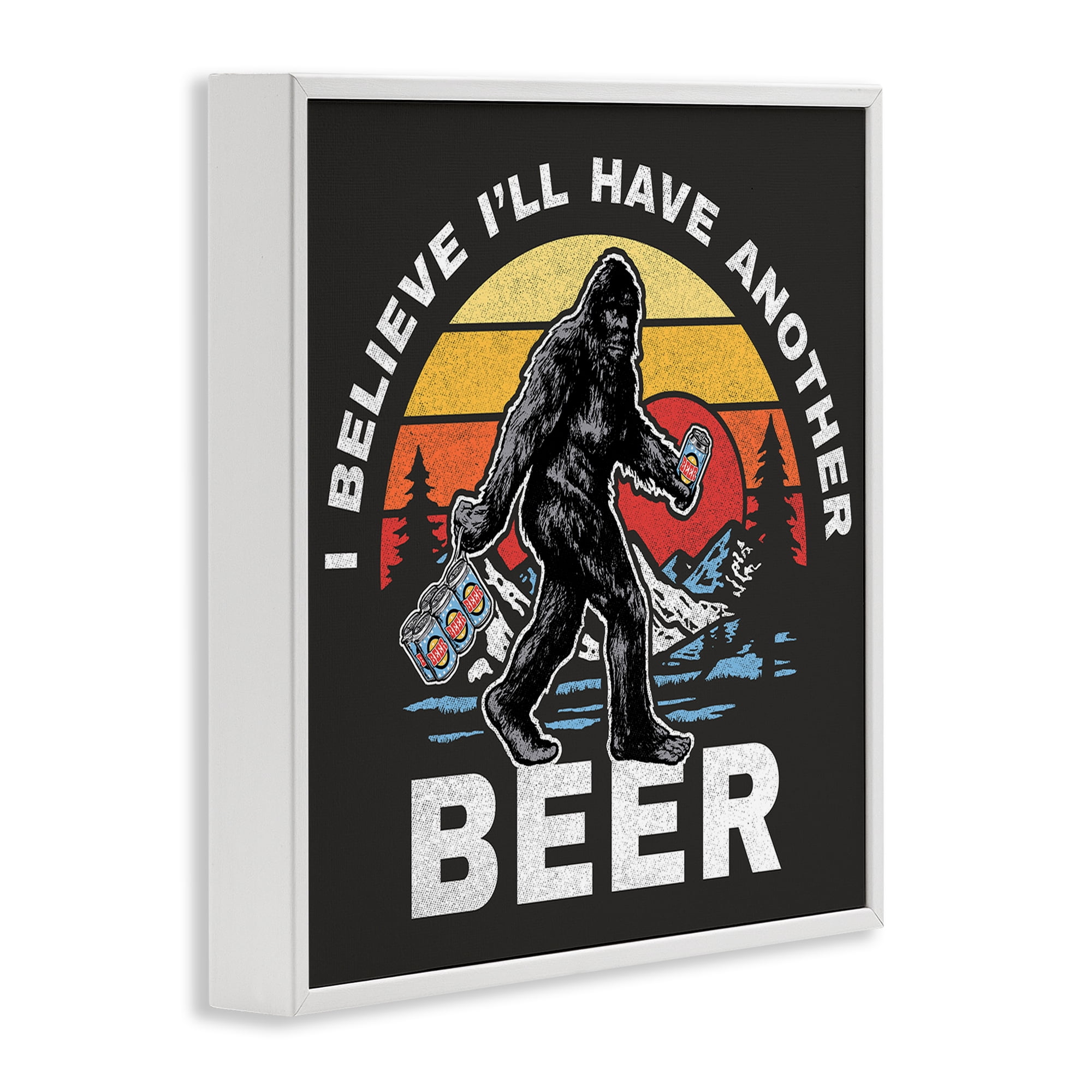 Stupell Industries Another Beer Monster Novelty Painting White Framed Art Print Wall Art, 24 x 24