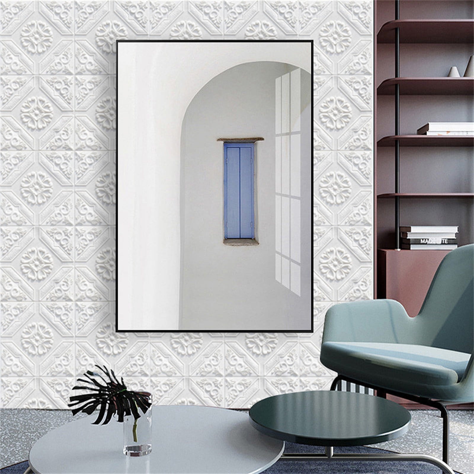 3Pcs 3D Wall Panels Peel and Stick, White Brick Printable 3D Wallpaper and Peel Self Adhesive Waterproof Foam Faux Brick Paneling for Bedroom, Bathroom, Kitchen, Fireplace 27"