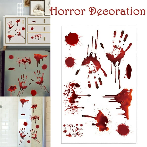 RKSTN Halloween Decorations Halloween Bloody Handprints Window Clings Window Toilet Stick Party Decor Prop Halloween Decor