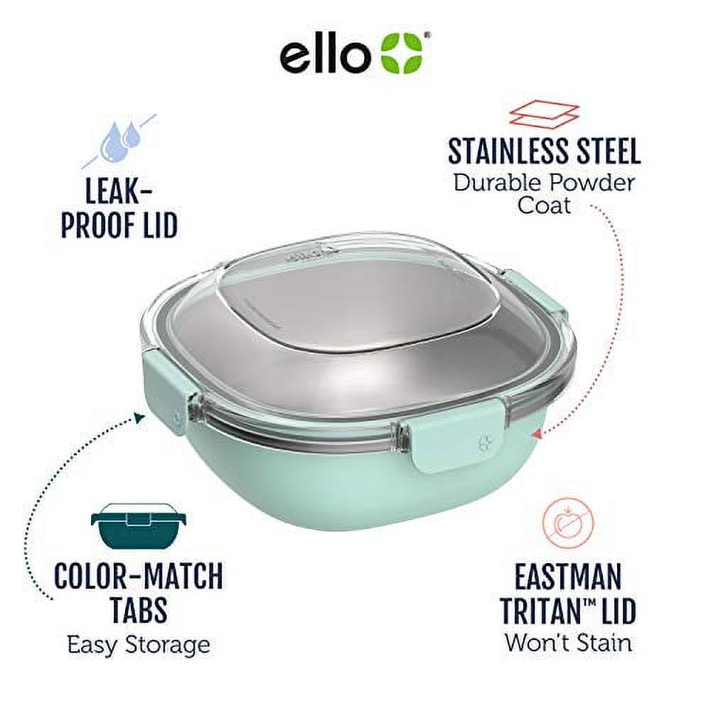 Ello Stainless Steel 6.5 Cup Lunch Bowl Food Storage Container, Peach