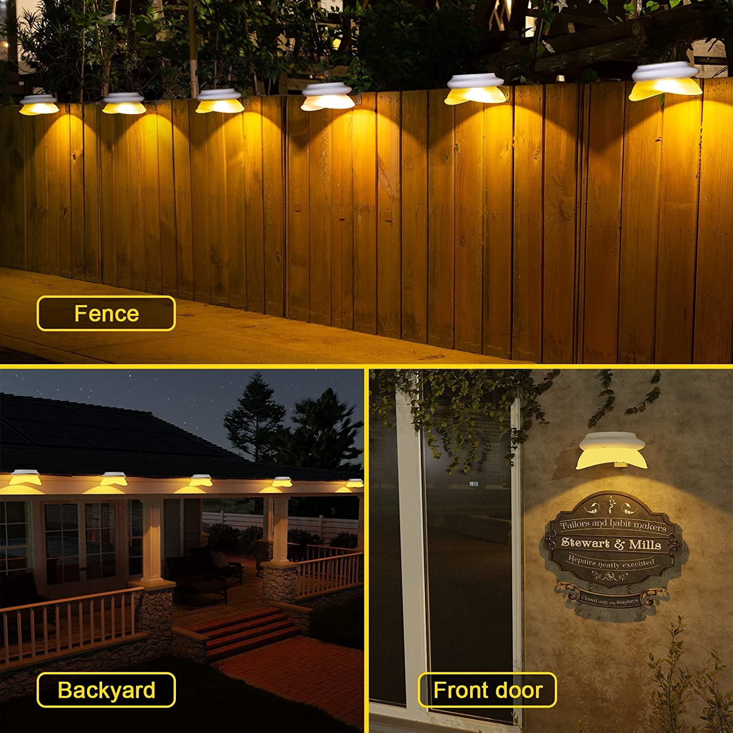 JSOT 6 Pack Solar Gutter Lights, Solar UFO Lights for Eaves, Backyard, Garage, White Shell Warm Light