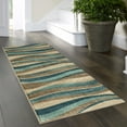 thumbnail image 2 of Mainstays Geometric Blue Brown Waves Indoor Hallway Runner Rug, 2'6"x10', 2 of 6