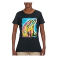 thumbnail image 2 of Wild Bobby Dean Russo Neon Colorfu Dolphin Animal Lover Women Graphic Tee, Black, Small, 2 of 5