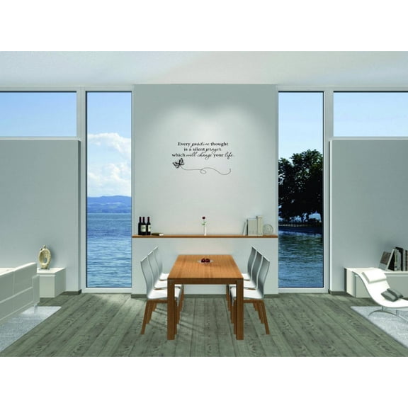 Custom Wall Decal Sticker - Every Positive Thought Is A Silent Prayer Which Will Change Your Life. Inspirational Quote Home Decor Picture 10x20"