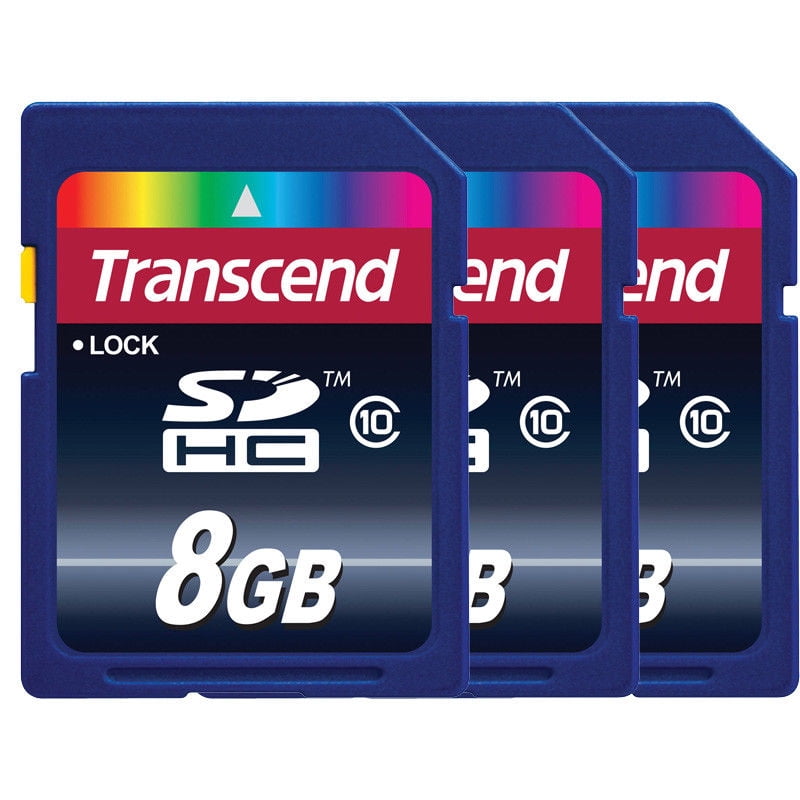 3 X Transcend 8 GB 8GB Class 10 SDHC Memory Card