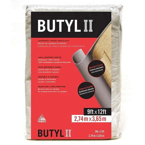 12‐Pack of 9' x 12' Trimaco 85321 Butyl II Two Layer Dropcloth