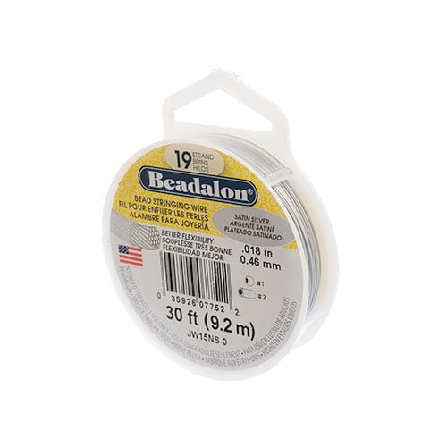 Beadalon 19 Strand Bead Stringing Wire - Satin Silver, 0.018" x 30 ft.
