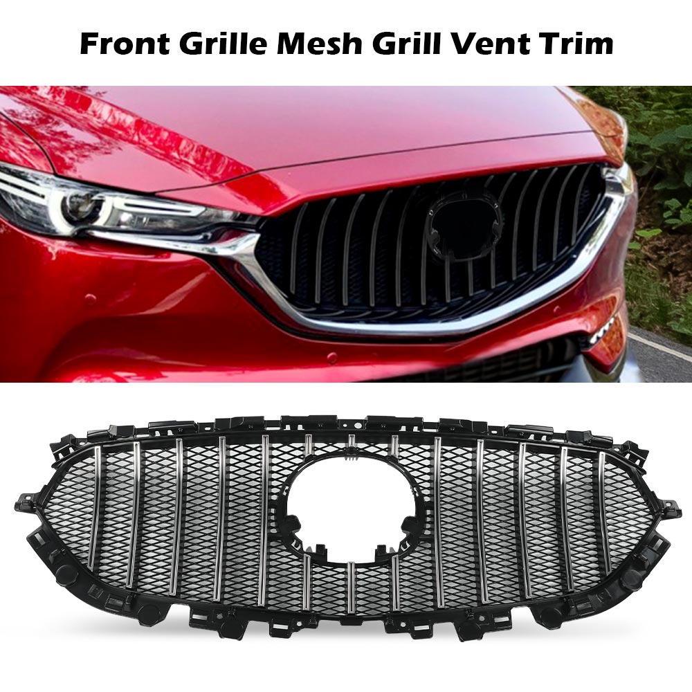 PIT66 Front Upper Grille Mesh Grill Vent Trim Bar Fit For 2017 2021 Mazda Cx 5 Cx5 2017 2018 2019 2020 2021