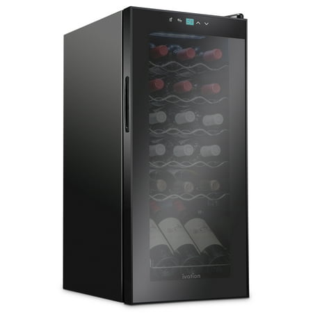 Ivation 18 Bottle Compressor Wine Cooler Refrigerator Large Freestanding Wine Cellar Glass Door Black