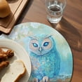 thumbnail image 3 of Teal Blue Owl Round 15 Inch Placemats Set of 8, Modern Flowers Birds on Branch HeatResistant Non Slip Place Mats for Dining Table, Wipeable Braided Kitchen Table Mats for Housewarming, 3 of 9