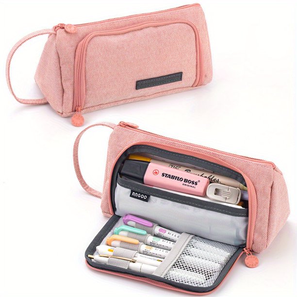 Estuche Para Lápices De Lona, Estuche Para Lápices Estuche Para Bolígrafos De Gran Capacidad Estuche Para Cosméticos De Papelería Multifuncional