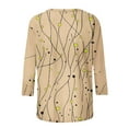 thumbnail image 5 of Dasayo Beige Ladies Tops and Blouses Loose 3/4 Sleeve Graphic Prints Crewneck Blouses Womens Tees XXXL, 5 of 9