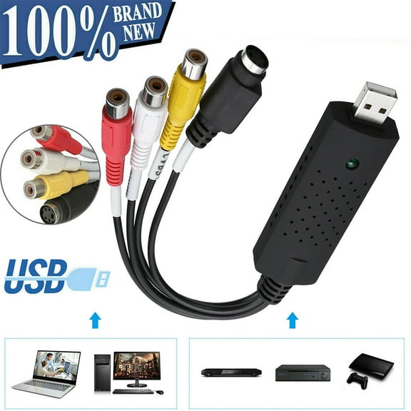 USB 2.0 Audio/Video Converter - Video Capture Card Digitizes Video from Any Analog Source Including VCR, VHS, DVD