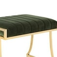 thumbnail image 5 of Benjara Channel Tufted Fabric Vanity Stool with Metal Legs, Green and Gold, 5 of 5